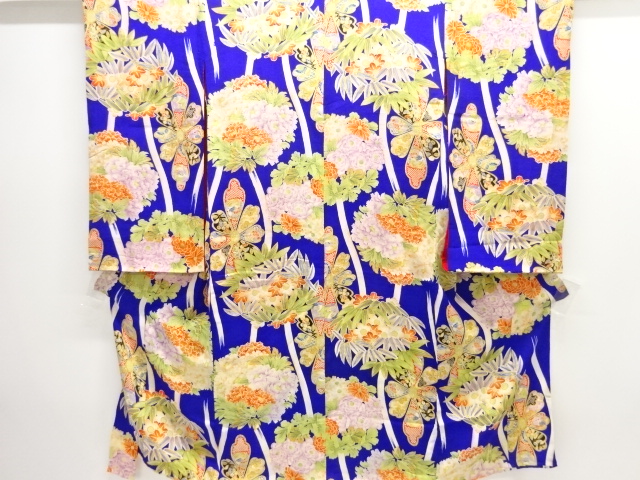 JAPANESE KIMONO / ANTIQUE KIMONO / SILK / KINSHA / FLOWER ROUNDEL
